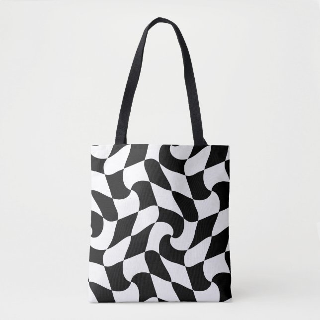 black and white optical illusion tote bag (Front)