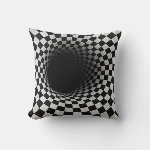 Black and White Optical Illusion Tunnel Cushion