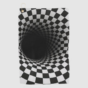 Black and White Optical Illusion Tunnel Golf Towel