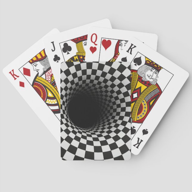 Black and White Optical Illusion Tunnel Playing Cards (Back)