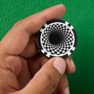 Black and White Optical Illusion Tunnel Poker Chips