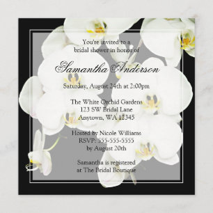 Black and White Orchid Bridal Shower Invitations