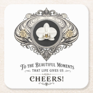 black and white orchid coasters