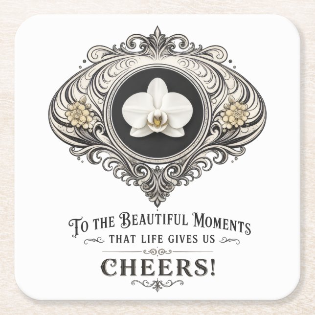 black and white orchid coasters (Front)