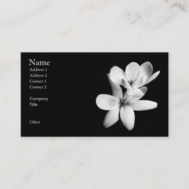 Black and White Orchid Floral Business Card (Front)