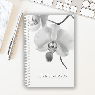 Black and White Orchid Flowers Planner