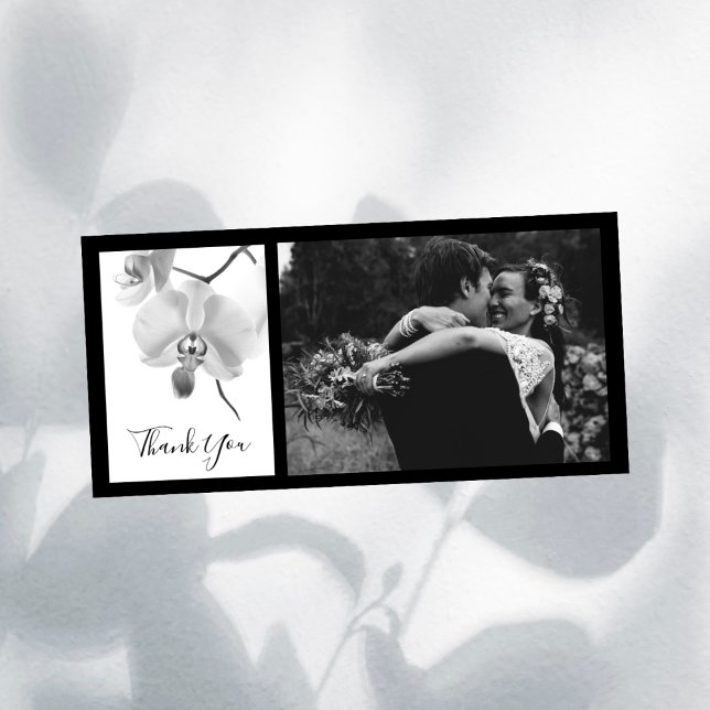 Black and White Orchids Thank You Photo Card (Say thank you in an elegant way)