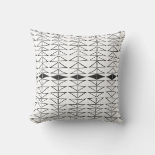 Black and White Organic Geometric Lines and Shapes Cushion