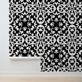 Black and white oriental decor wallpaper
