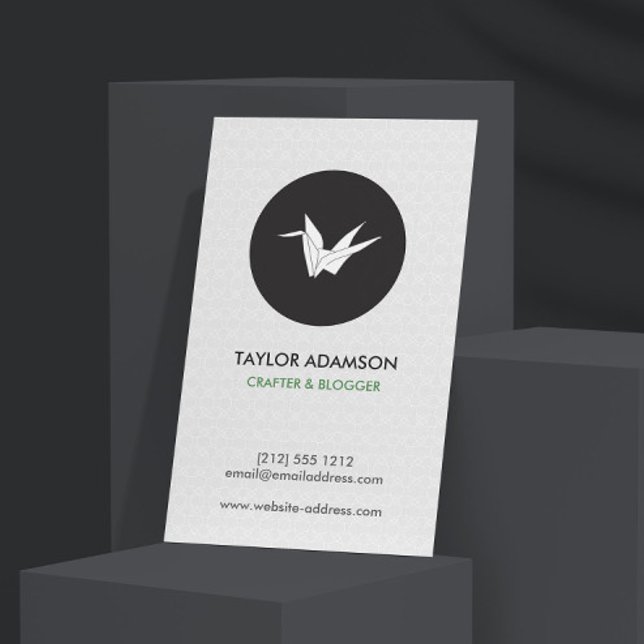 Black and White Origami Crane Logo Business Card (Creator Uploaded)