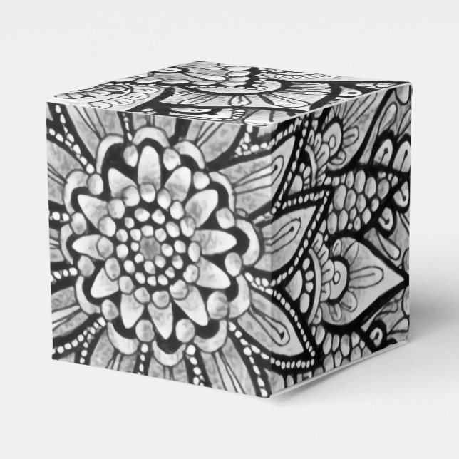 Black and White Original Art Mandala Favour Box (Front Side)
