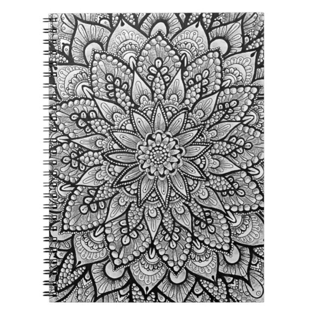 Black and White Original Art Mandala Notebook (Front)
