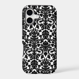 Black and White Ornate Floral Damask Pattern
