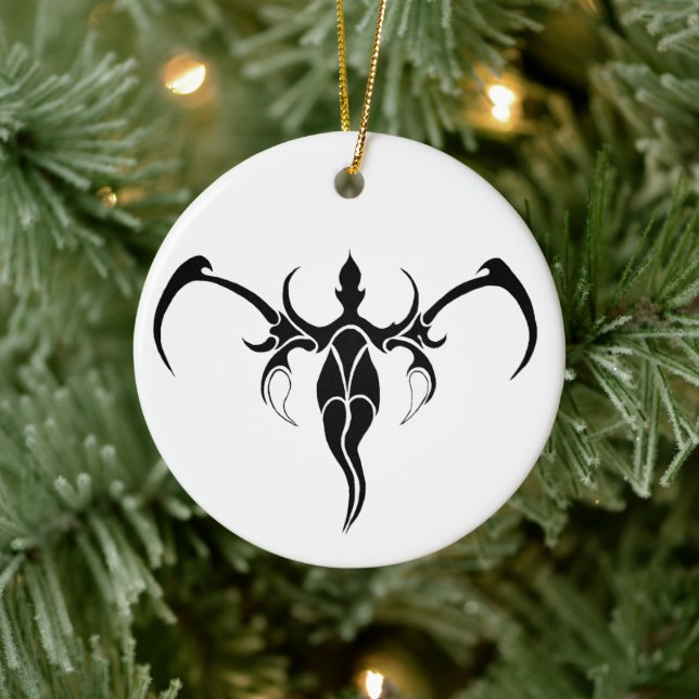 Black and White Ornate Tribal Elephant Mandala Ceramic Tree Decoration (Tree)