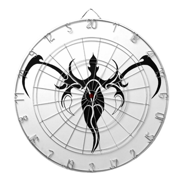 Black and White Ornate Tribal Elephant Mandala Dartboard (Front)