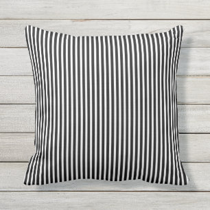 Black and White Outdoor Pillows - Oxford Stripe