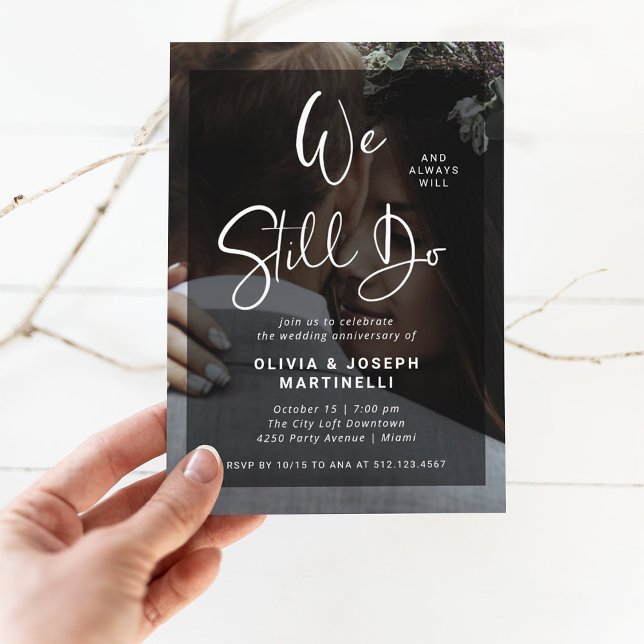 Black and White Overlay Photo Wedding Vow Renewal Invitation (Creator Uploaded)