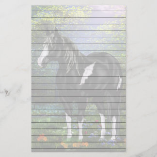Black and White Overo Paint Horse Print Stationery