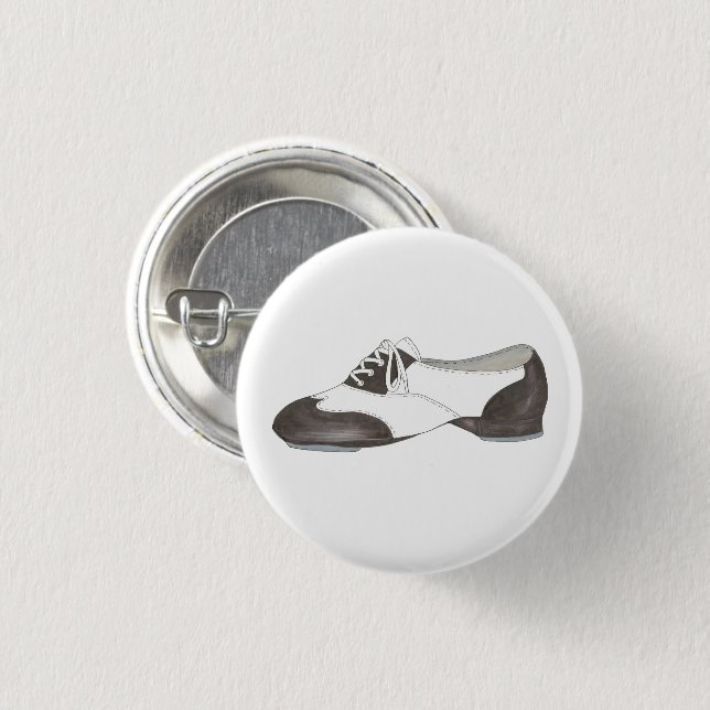 Black-and-White Oxford Tap Shoe Dance Teacher 3 Cm Round Badge (Front & Back)