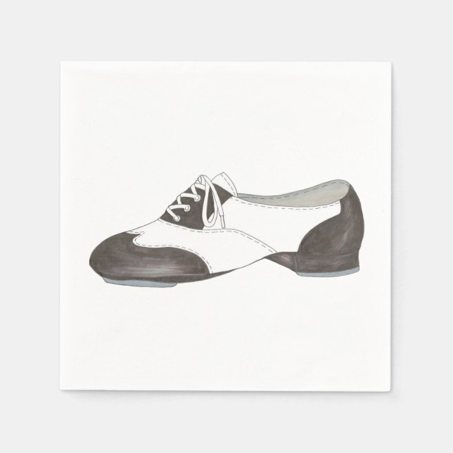 Black-and-White Oxford Tap Shoe Dance Teacher Napkin (Front)