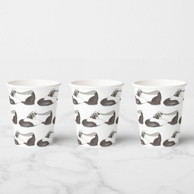 Black-and-White Oxford Tap Shoe Dance Teacher Paper Cups (Multi)