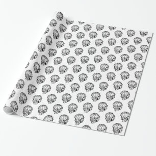 Black and White Oyster Shell Pattern Wrapping Paper