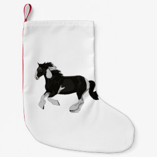 Black and White Paint Pinto Gypsy Vanner Horse Small Christmas Stocking