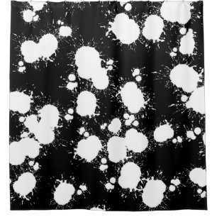 Black and White Paint Splatter Shower Curtain