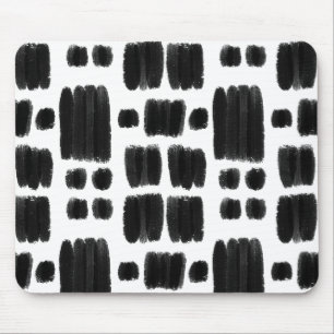 Black and White painted shapes Mouse Pad
