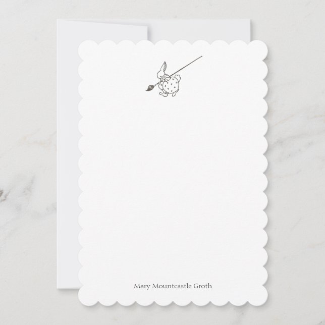 Black and White Painter Rabbit Card (Front)