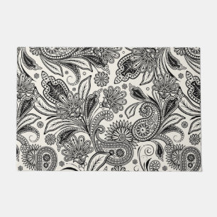 Black and white paislely  doormat