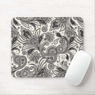 Black and white paislely mouse pad