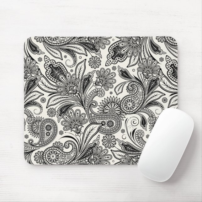 Black and white paislely  mouse pad (With Mouse)