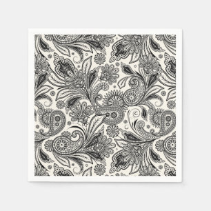 Black and white paislely napkin