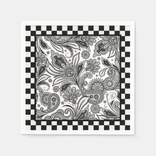 Black and white paislely  napkins