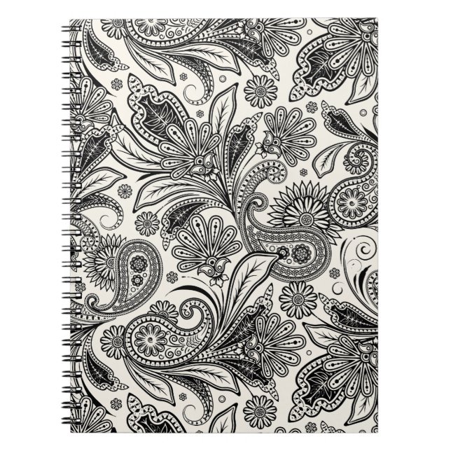 Black and white paislely  notebook (Front)