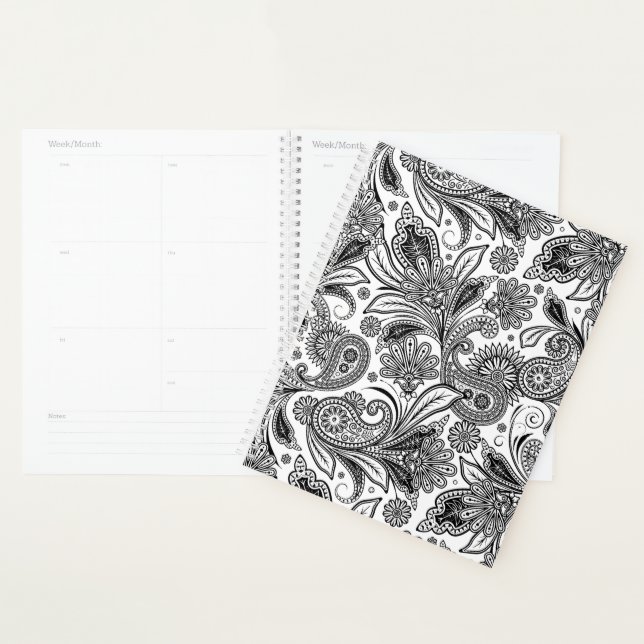 Black and white paislely  planner (Display)