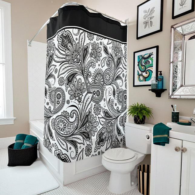 Black and white paislely  shower curtain (Creator Uploaded)