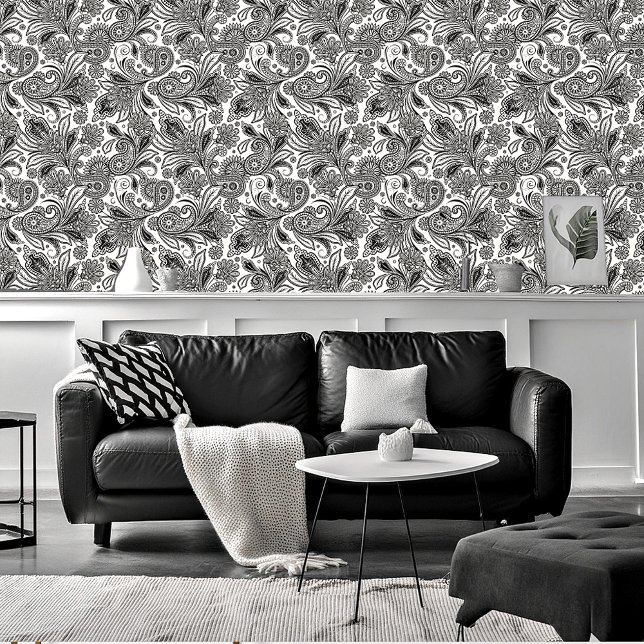 Black and white paislely  wallpaper (Creator Uploaded)