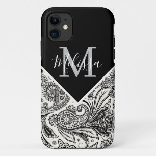 Black and white paisley Case-Mate iPhone case