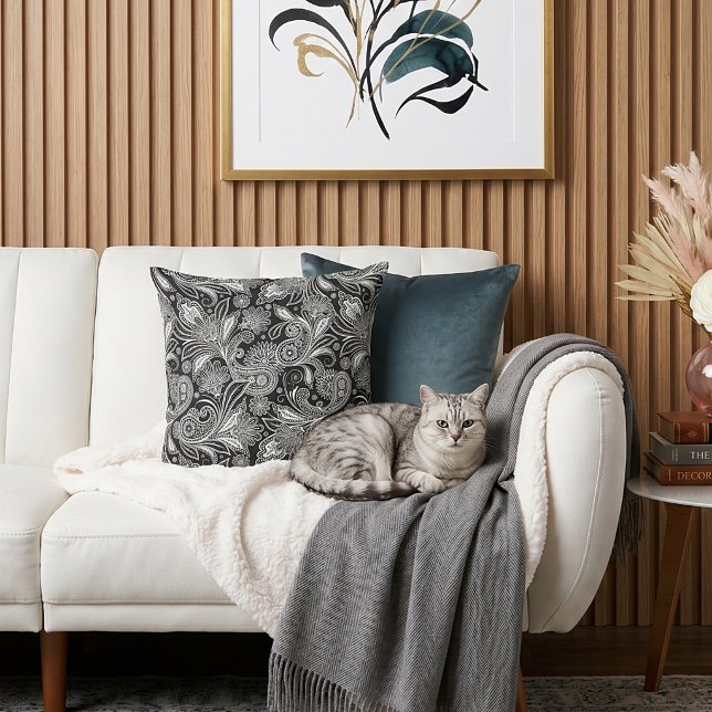 Black and white paisley  cushion (Creator Uploaded)