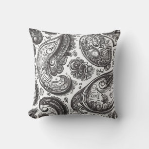 Black and White Paisley Elegance Cushion