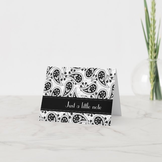 Black and White Paisley Pattern Card (Front)