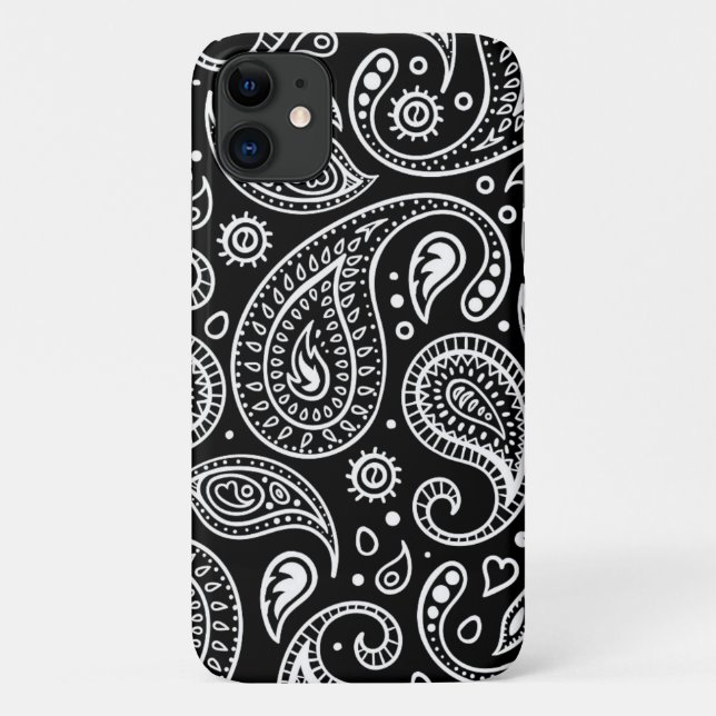 Black and White Paisley Pattern Case-Mate iPhone Case (Back)
