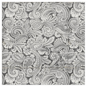 black and white paisley pattern fabric