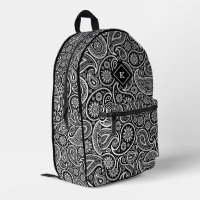 Black and white paisley pattern monogram