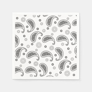 Black and White Paisley Pattern Napkin