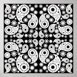 Black and White Paisley. Poster
