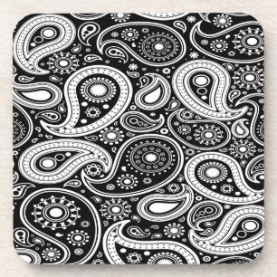 Black and White Paisley Print Coasters