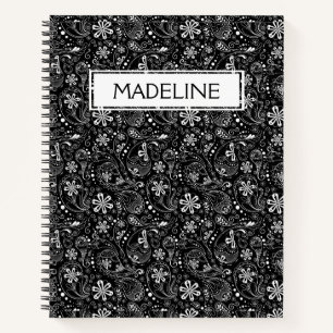 Black and White Paisley Spiral Notebook